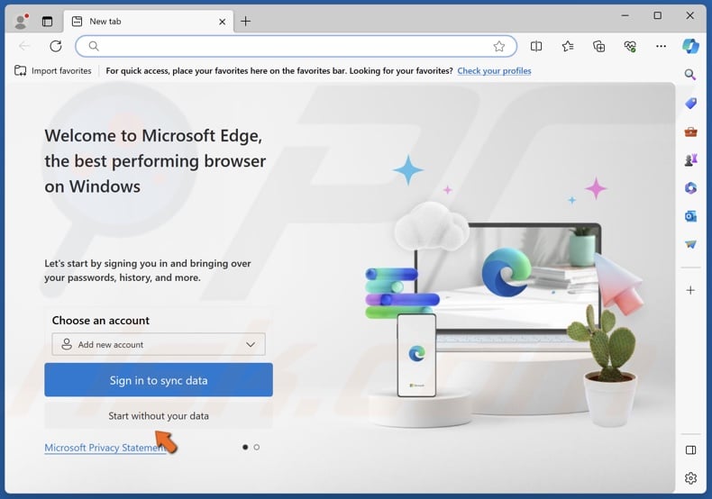 Click Start without your data