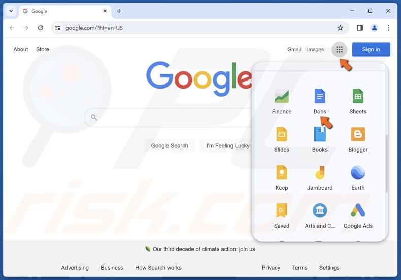 open the Google apps menu and select Google Docs