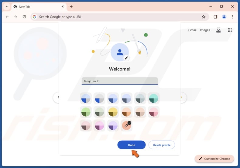 Create a name for your new profile and click Done
