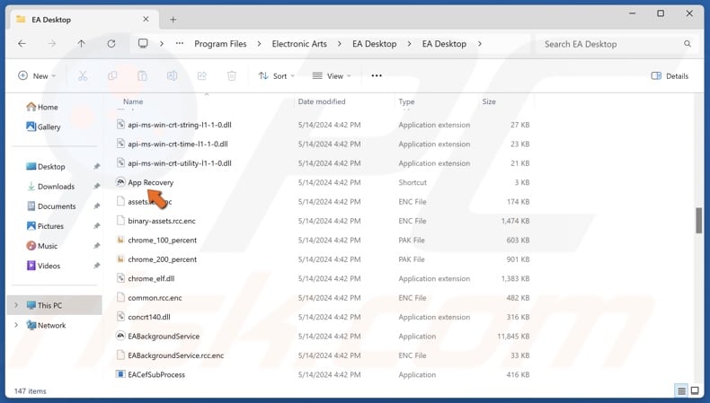 Run the App Recovery executable