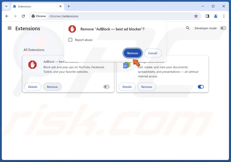 Click Remove when prompted