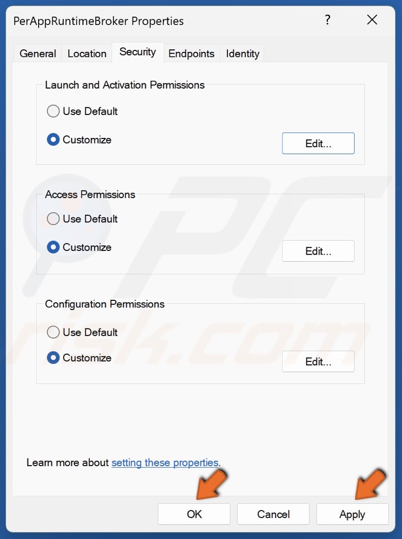 Click Apply and click OK