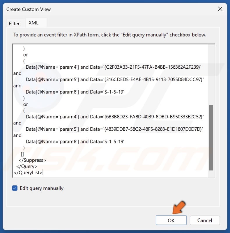 Click OK to create custom view