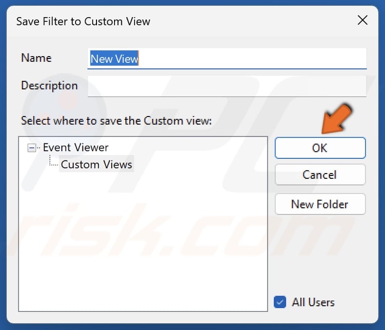 Click OK to save the new filter