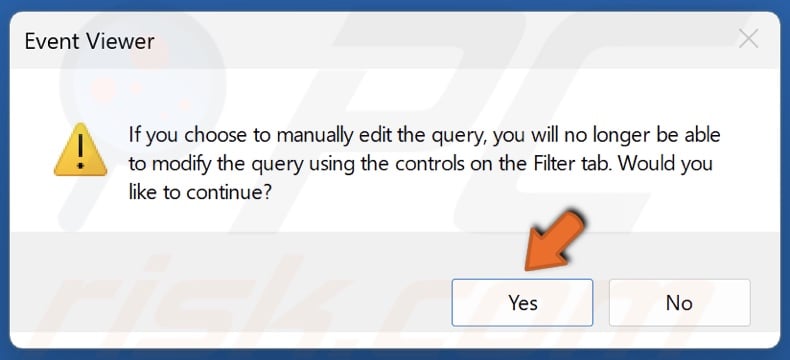 Click Yes when prompted