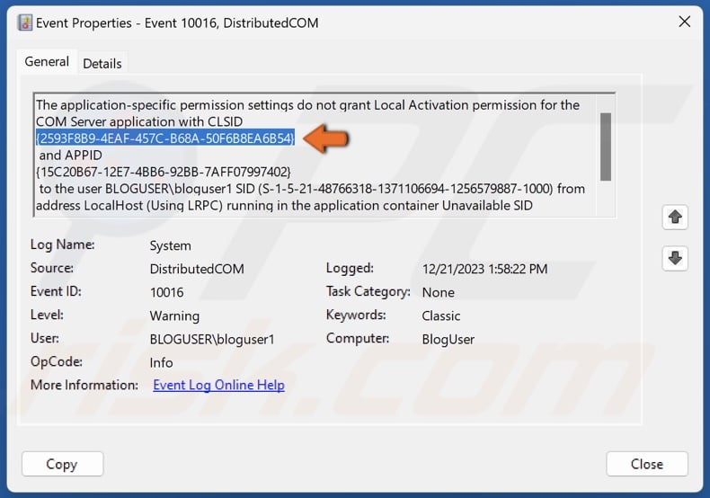 Highlight the CLSID and hold down Ctrl+C keys to copy the text