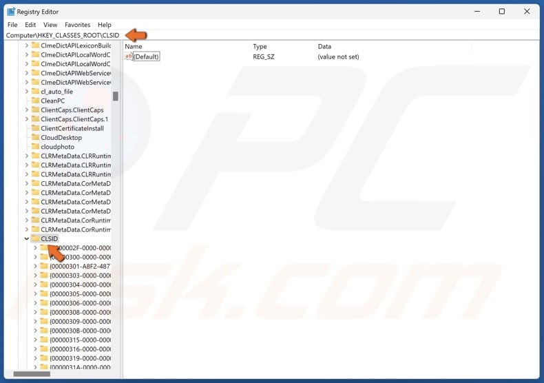 Go to HKEY_CLASSES_ROOTCLSID