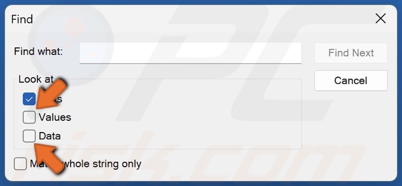 Unmark the Values and Data checkboxes