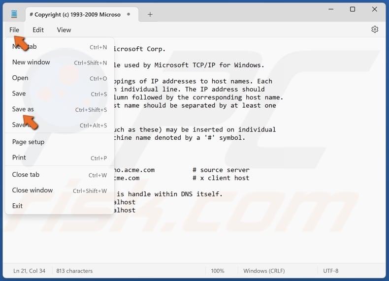Click File and click Save As