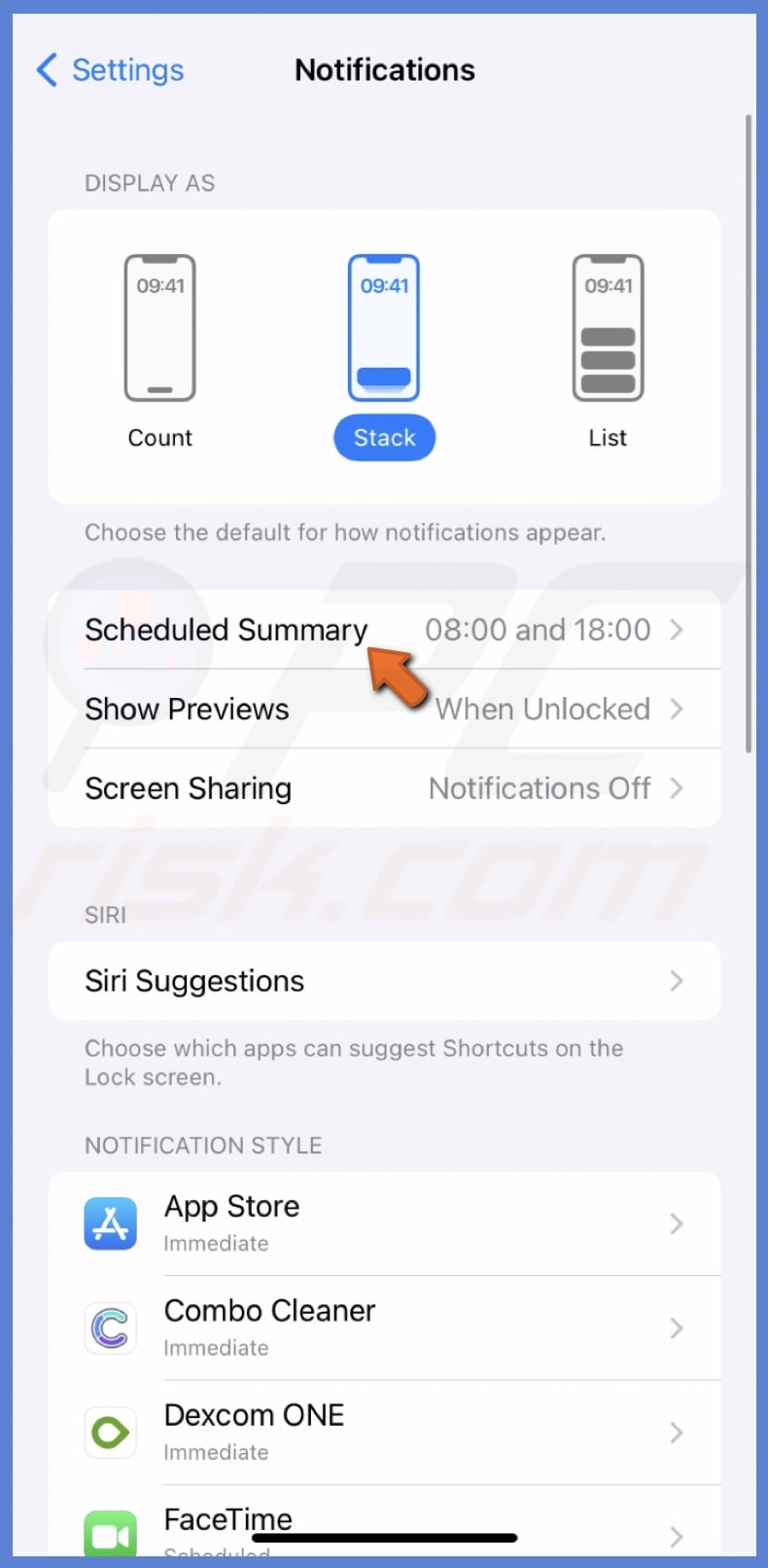 Tap Scheduled Summary