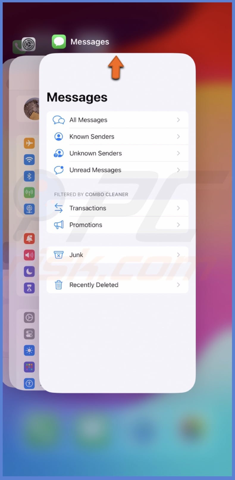 Close the Messages app