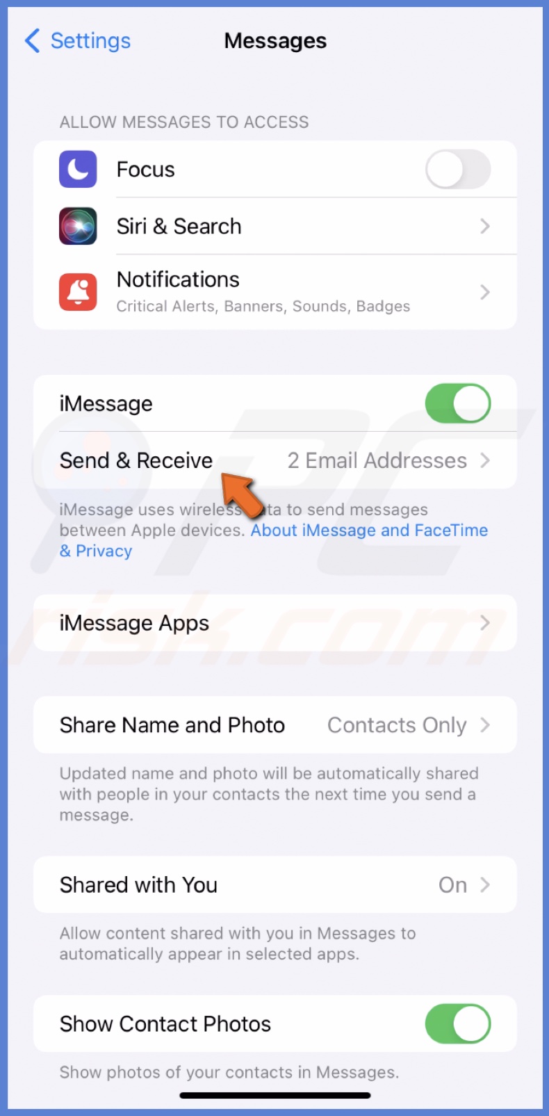 Select Send & Receive