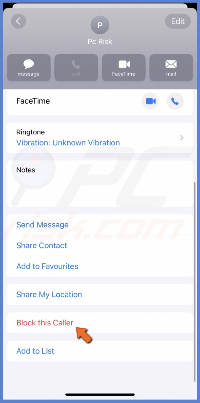 Block caller in the Messages app