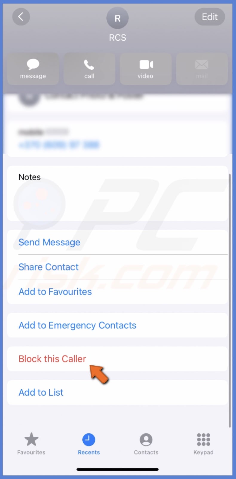 Block caller in the Phone app