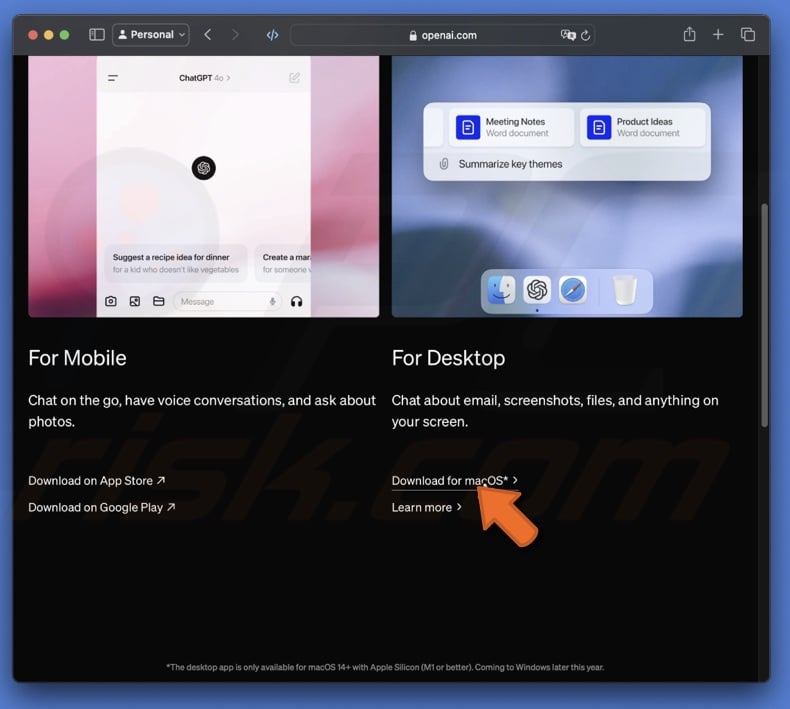 Download ChatGPT for macOS