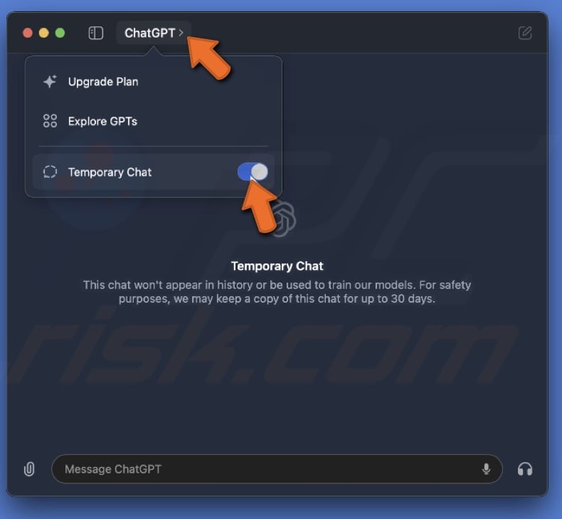 Enable Temporary Chat
