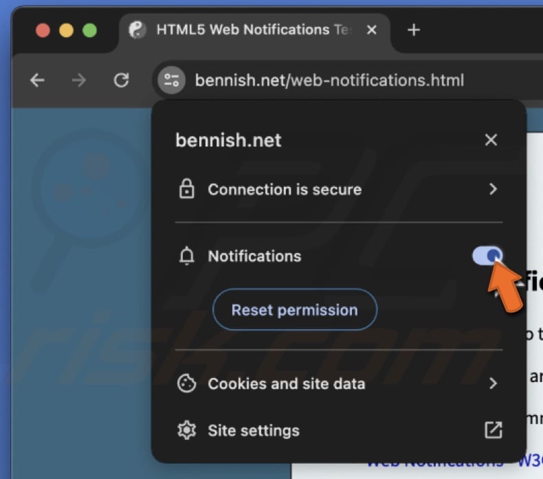 Deny Chrome website notifications