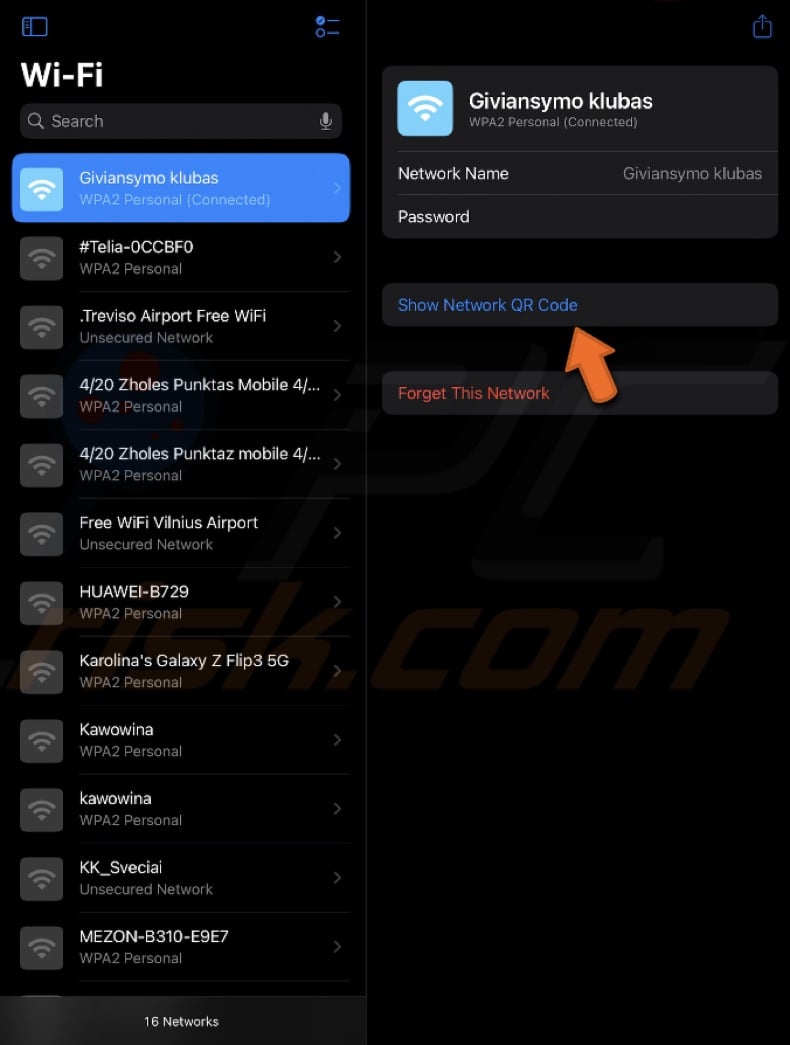Show Network QR Code