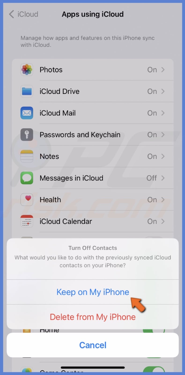 Select Keep on My iPhone