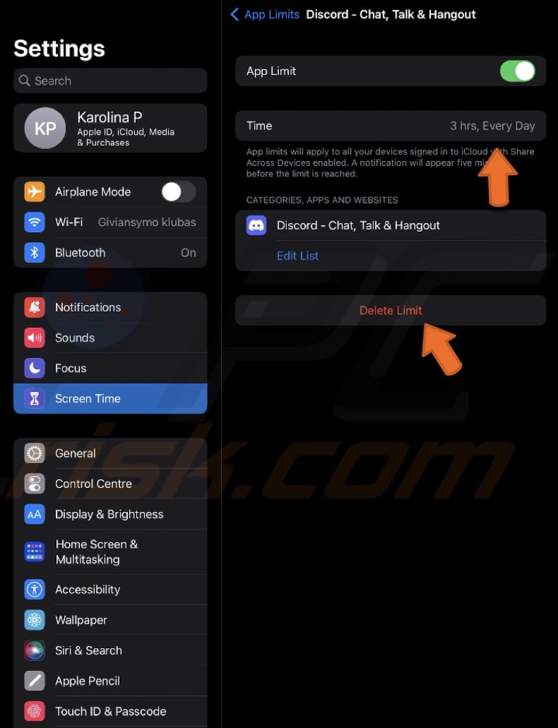 Change the limit time or delete it