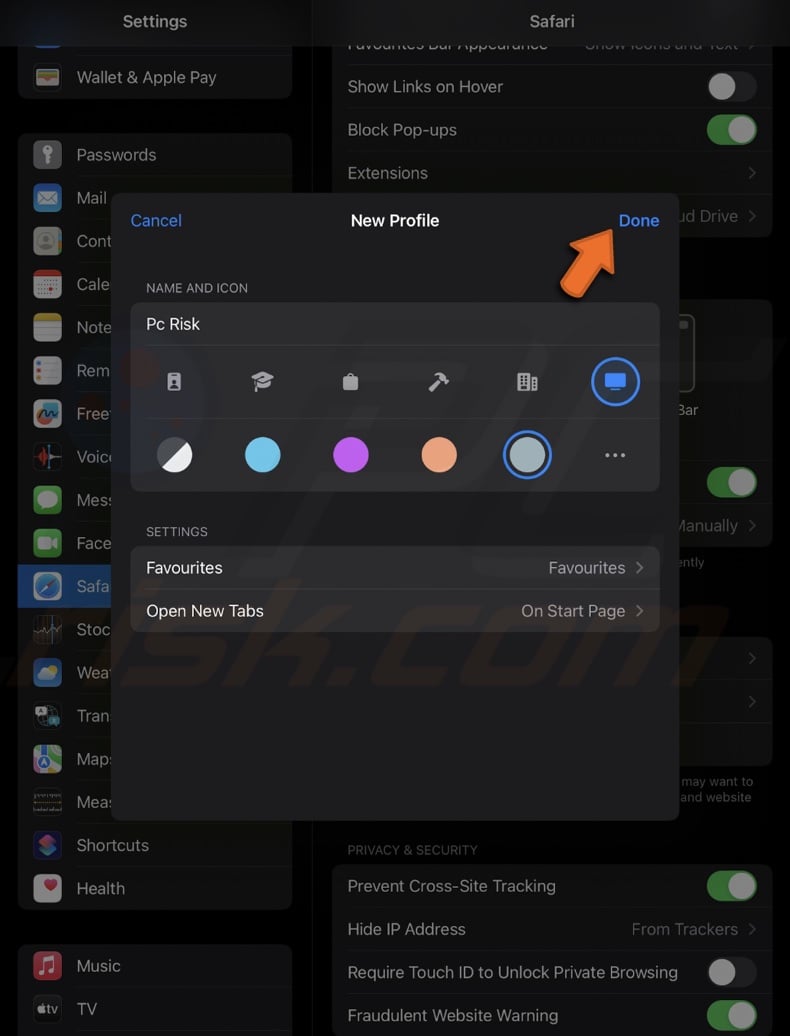 Create a Safari profile on iPhone and iPad