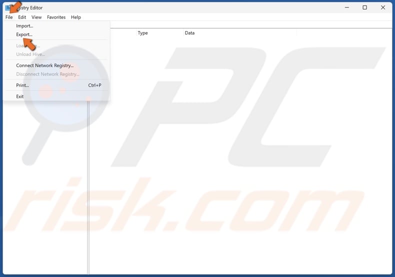 Click File in the toolbar and click Export