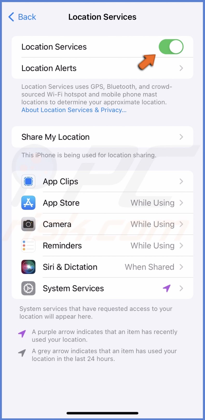 Enable Location Services