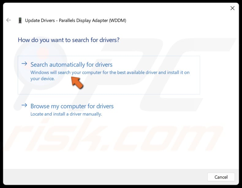 Select Search automatically for drivers
