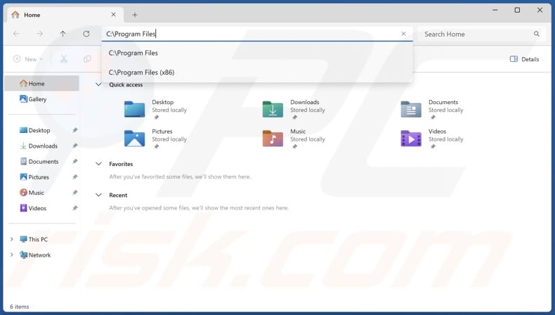 Type C:Program Files in the address bar and pres Enter
