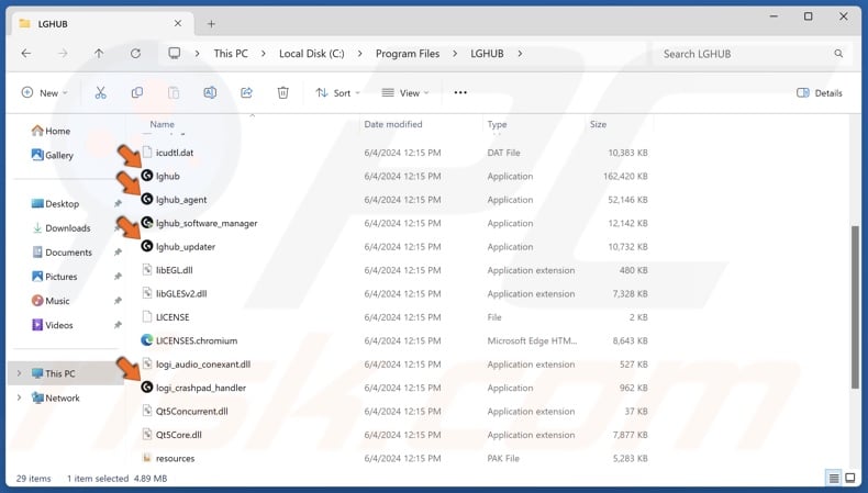 run lghub.exe, lghub_agent.exe, lghub_updater.exe, and logi_crashpad_handler.exe