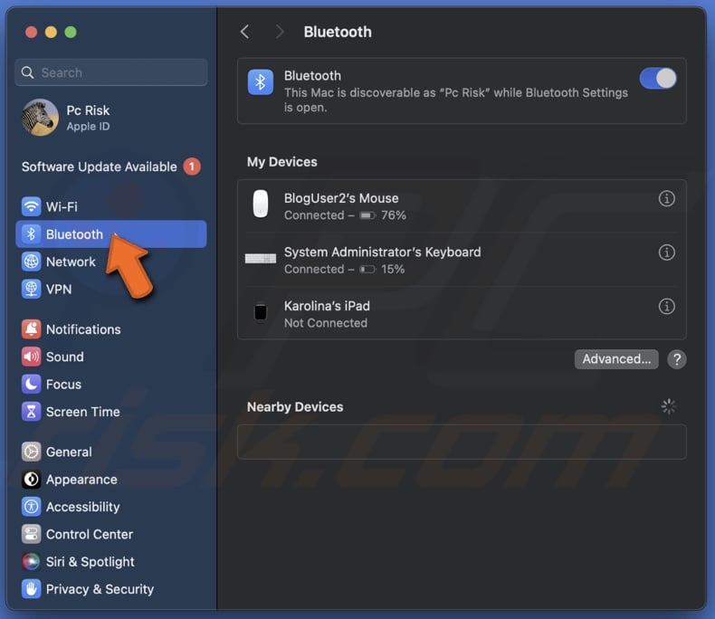 Check bluetooth devices