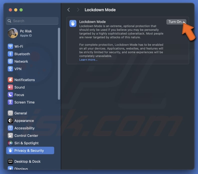 Turn on Lockdown Mode on Mac