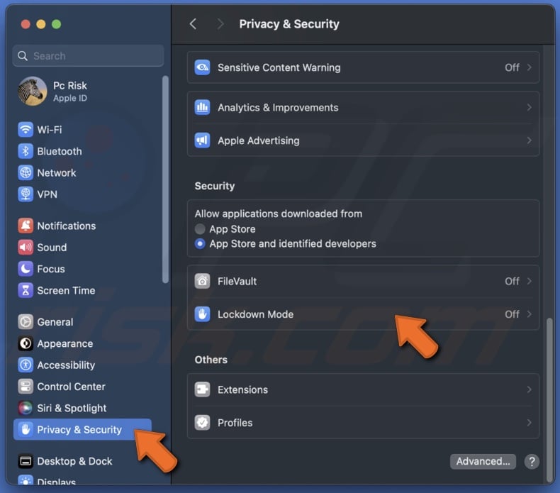 Go to Lockdown Mode on Mac