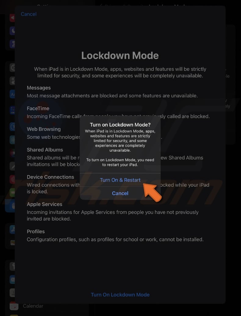 Click Turn On & Restart