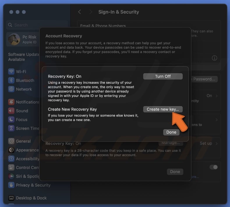 Click Create New Key