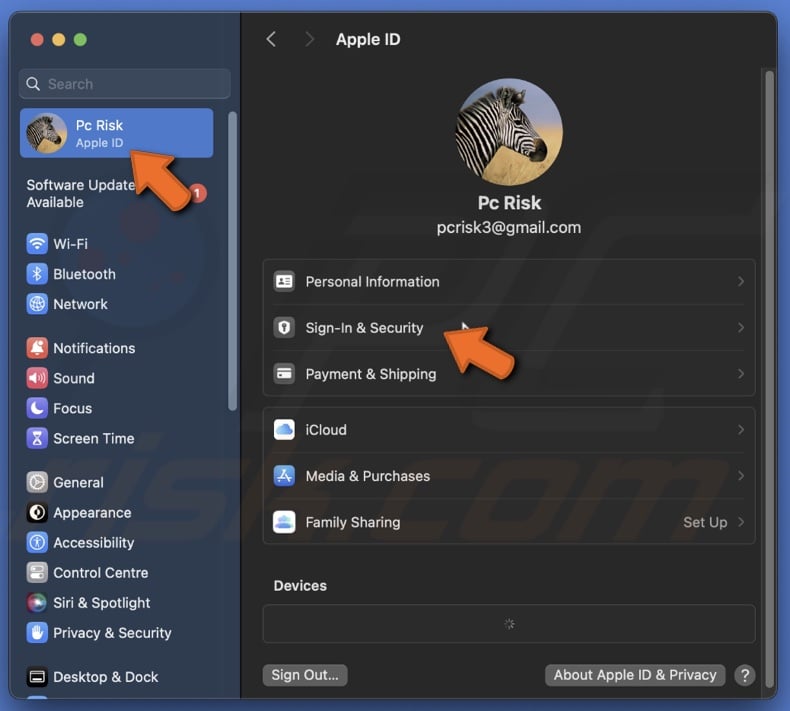 Go to Sign-In & Security