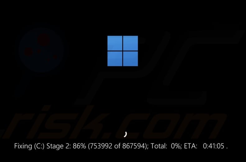 Wait for the disk scan to complete