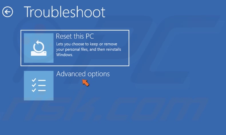 Select Advanced options