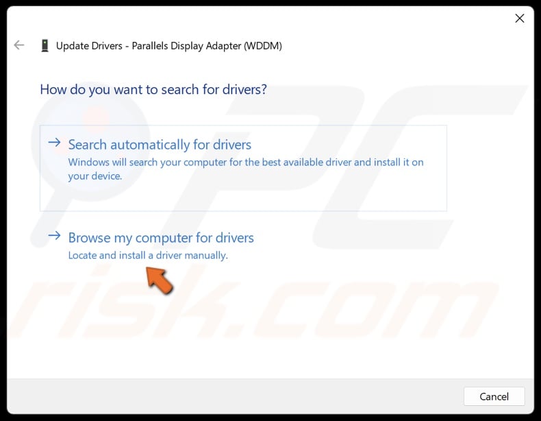 Select Browse my computer for drivers