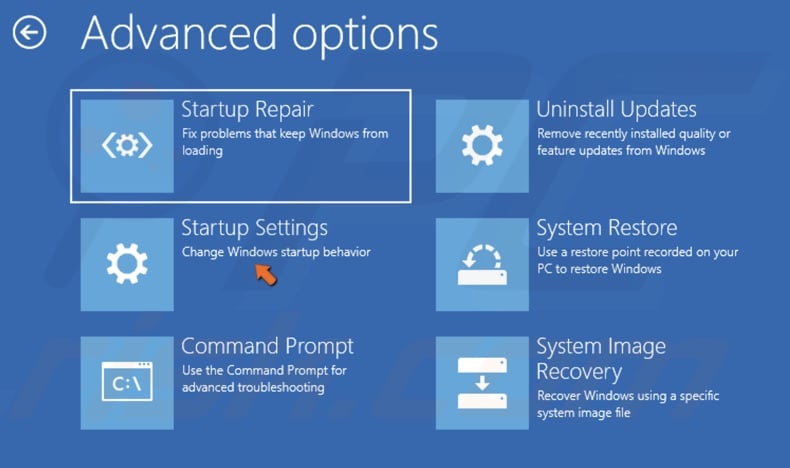 Select Startup Settings