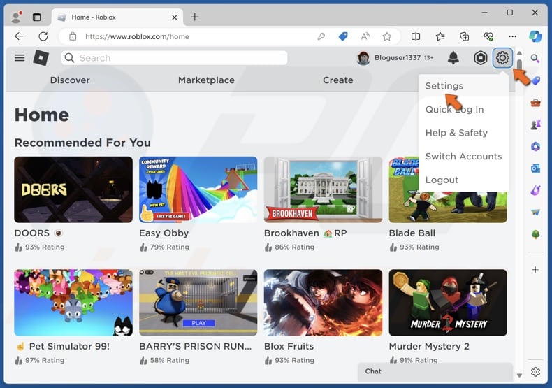 Click the gear icon on the left side of the window and click Settings