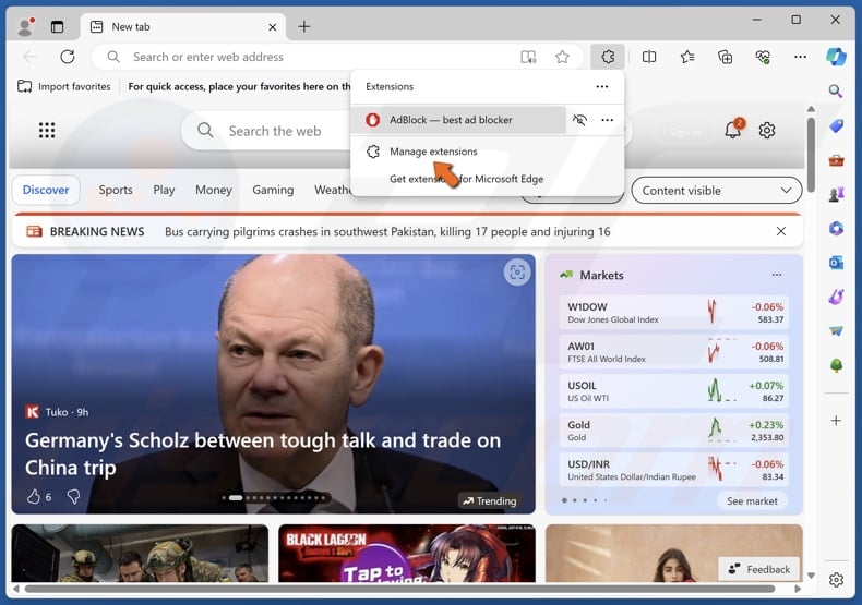 Click Manage extensions