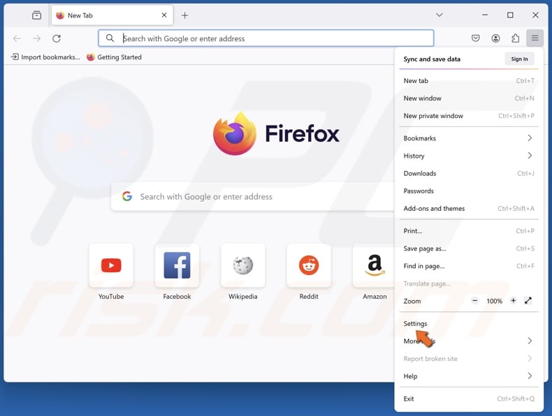 Open the application menu and click Settings