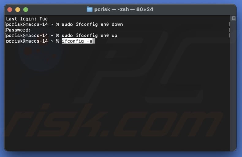 Use other command to enable internet