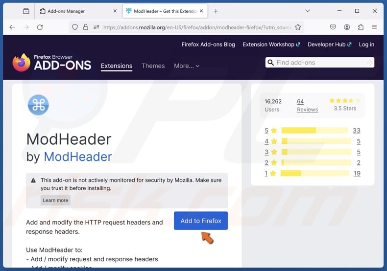 Click Add to Firefox