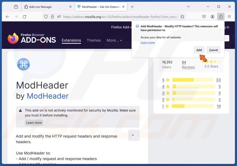 Click Add when prompted