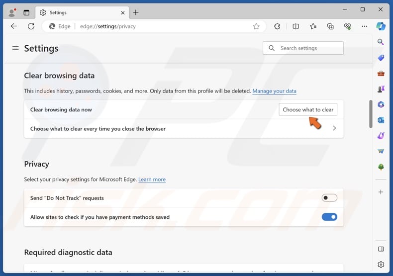 Click Choose what to clear