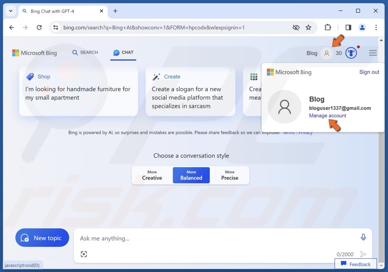 Click your profile icon at the top-right corner and click Manage account