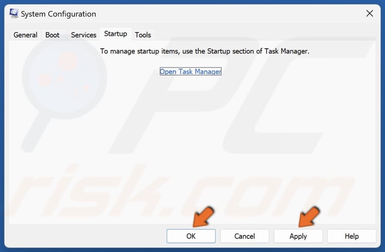 Click Apply and click OK
