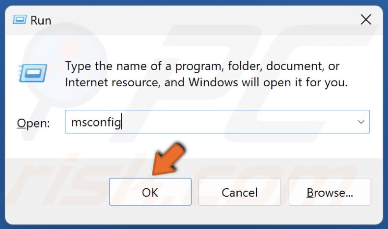 Type in MSConfig in Run and click OK